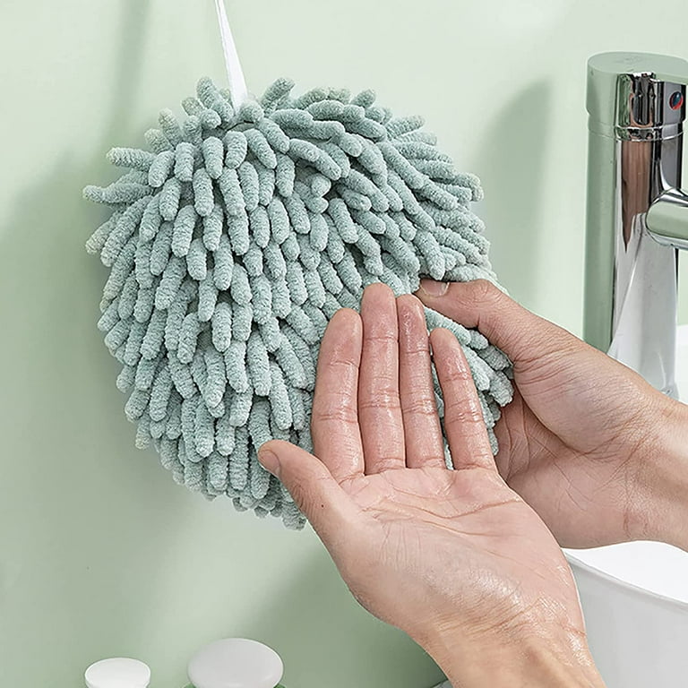 Chenille Hand Towels Kitchen Microfiber Hand Towel Ball Hanging Loops Quick  Dry