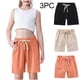 thumbnail image 1 of Odeerbi 2-10 Años Niños Niñas 3 Pcs Verano Algodón Lino Pantalones Cortos Entrenamiento Deportivos Cortos Lindo Color Sólido Pantalones Cortos Suaves Respirables, 1 of 9