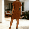thumbnail image 7 of ZHYou Summer Short Sleeve Dresses for Women Flowy Ruffle Hem Lightweight Plus Size V Neck Cute Dresses,Brown,Size S, 7 of 7