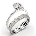thumbnail image 3 of Gorgeous Minimalist 2.50 Carat Oval Cut Diamond Moissanite Engagement Ring, Floral Wedding Ring, Two Matching Band in 10k Solid White Gold, Gift For Her, Promise Ring, Anniversary Ring, 3 of 4