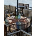 thumbnail image 2 of Fsddascl Western Texas Stars Outdoor Tablecloth - 60 Inch Round Dining Table Cover, Teal Brwon Vintage Wooden Plank Waterproof Outdoor Table Cloth with Umbrella Hole & Zipper for Picnic/Patio/Party, 2 of 7