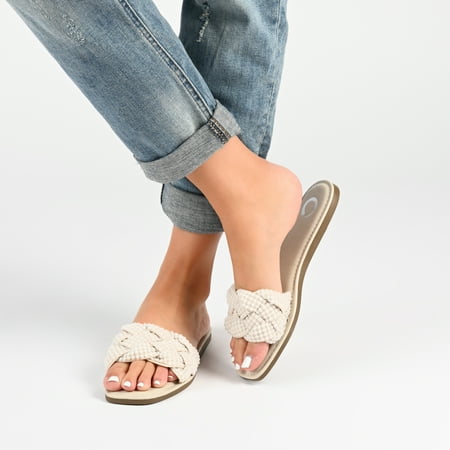 

LXJ Womens Railley Tru Comfort Foam Slip On Slide Flat Sandals