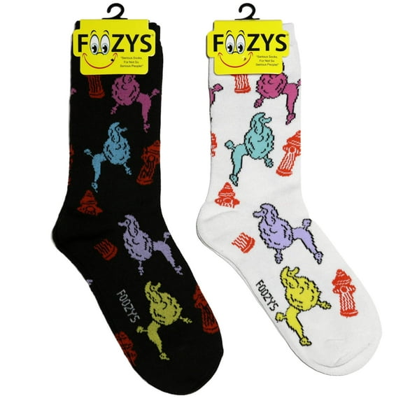 Foozys Women’s Crew Socks | Colorful Poodles Animal Novelty Socks | 2 Pair