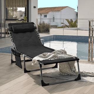 VEIKOUS Outdoor Chaise Lounge Chair 4-Fold for Patio with Detachable ...