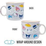 Silver Buffalo Sanrio Hello Kitty and Friends Featuring My Melody, Badtz-Maru, Pochacco, Keroppi, Pompompurin, Cinnamoroll, Kuromi, and Tuxedo Sam Reactive Glaze Ceramic Camper Mug, 20 Ounces