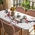 thumbnail image 3 of Red Spring Floral Table Cloths for 6 Foot Rectangle Tables, Birds Branches Watercolor Flowers Patio Waterproof Elastic Fitted Tablecloths, Washable Rectangular Table Cover for Camping, 3 of 8