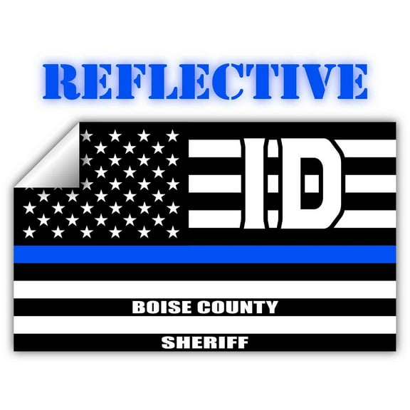 Reflective Boise County Idaho ID Thin Blue Line Stealthy Old Glory USA Flag | Honoring Law Enforcement Officers Sheriffs | County State Decal Bumper Sticker 3M Vinyl 3" x 5"