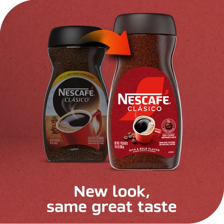 Nescafé Clasico Dark Roast Instant Coffee, 10.5 oz with Nestle