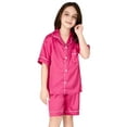 thumbnail image 3 of Topgal Hot Pink Pajama 2PC Set for Little & Big Girls – Satin Summer Cute Button Down Girl PJ Set Size 12, 3 of 7
