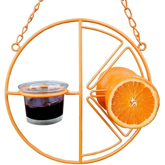 GIXUSIL Oriole Feeder,Bird Feeder For Outdoors Jelly And Oranges, Orange Fruit Oriole Double-Cup Jelly Bird Feeder, Bird Feeder