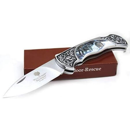 Wild Turkey Handmade Collection Old Fashioned Two-Tone Lock-Back Folding Knife - Engraved EDC for Hunting Camping & Outdoor Adventures | Premium Brass & Rosewood Handle
