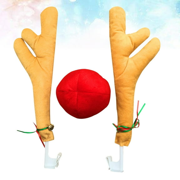 Raindrops 1 Set Car Reindeer Antlers Decoration Cloth Light Tan Christmas Theme Create Happy Atmosphere