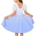 thumbnail image 4 of Ashirexll Girls Summer Dress Children Short Sleeve Round Neck Classic Back Solid Color Casual A-Line Dress for Preteen Kids, 4 of 7