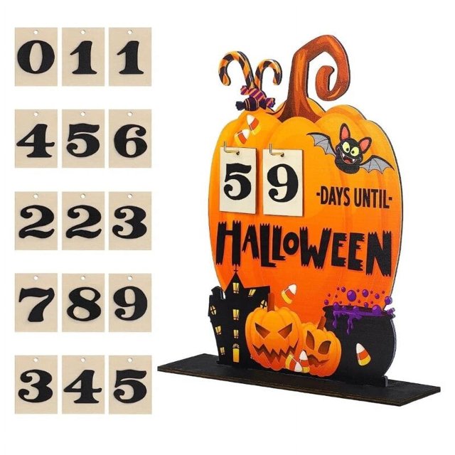 Calendario Adviento Halloween Calendarios cuenta regresiva madera Adornos escritorio Casa Hogar