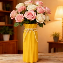 Farcauo Ceramic Vase Decor for Pampas Grass Flowers Vases for Modern Home Decor, Yellow Tall Vase for Living Room Bedroom Bathroom Kitchen Office Wedding Table Shelf Farmhouse Minimalist Decor