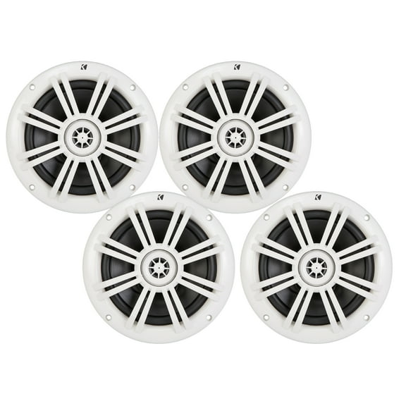 Kicker White OEM Replacement Marine 6.5" 4Ω Coaxial speaker Bundle - 4 Speakers