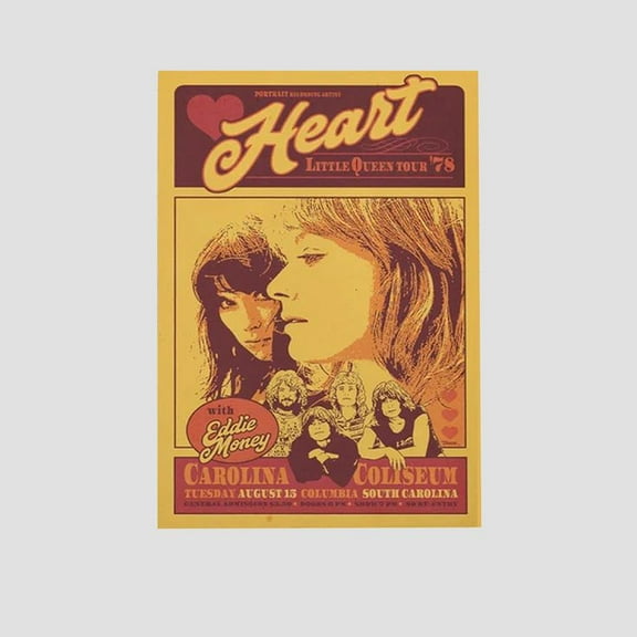 Music Poster- Heart The Band Little Queen Tour Retro Style - Size 24''x36'' - Postora
