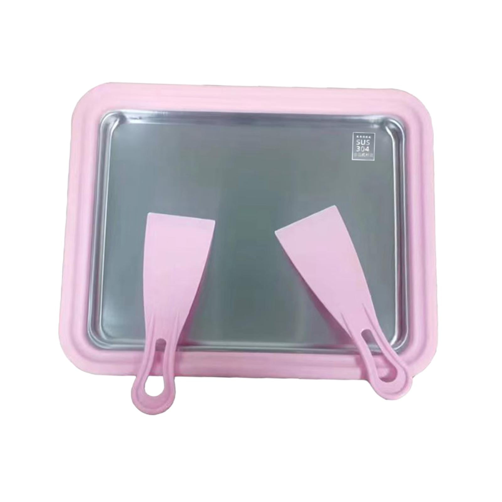 Esquirla Ice Cream Rolled Maker Freeze Yogurts Pan DIY Rolled Cream Freeze Yogurt with 2 Spatulas for Birthday Holiday Children Home