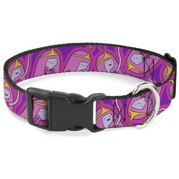 Cartoon Network Pet Collar, Dog Collar Plastic Buckle, Adventure Time Princess Bubblegum Poses Collage Lavender, 7 to 8.5 Inches 0.5 Inch Wide