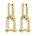 thumbnail image 1 of Women U-shaped Pin Link Chain Earrings Unique Chunky Ear Rings Gift, 1 of 5