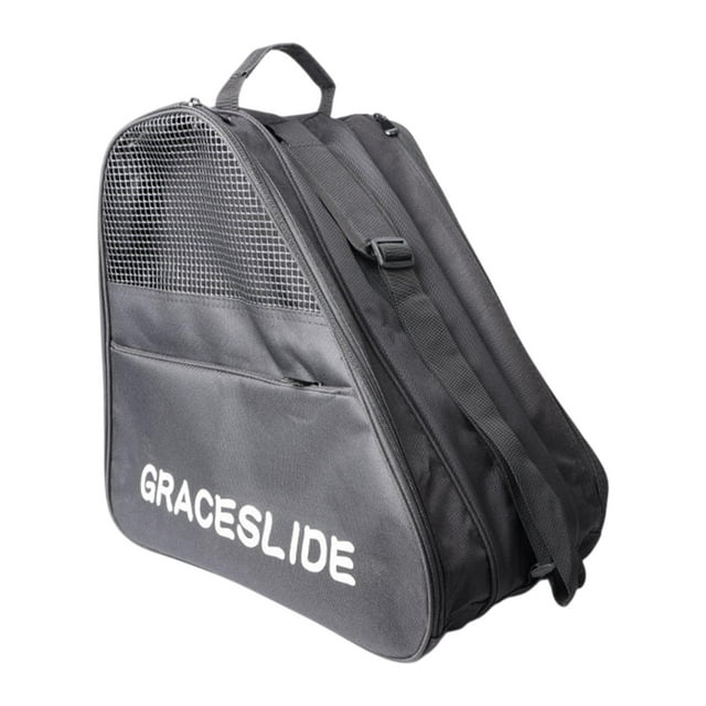 Bolsa de almacenamiento de patines en línea, transportista, bolsa de 3 capas, cremallera de gran capacidad, bolso de hombro, bolsa de zapatos de Negro