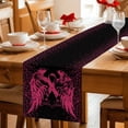 thumbnail image 4 of Pink Ribbon Cotton Linen Table Runner for Dining Kitchen, Wings Romantic Love Heart Flowers Black Wedding Outdoor Party Tablerunners Decoration, Dresser Scarf Coffee Tablecloth Runners 13x60 Inches, 4 of 8