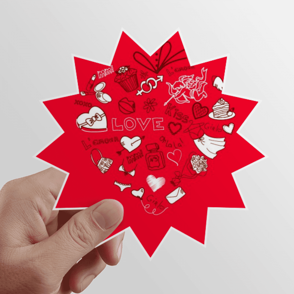 Valentine's Day Red White Heart Sun Vinyl Sticker Luggage Graffiti Flower Decal
