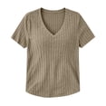 thumbnail image 5 of Naotn Summer Ribbed Tops for Women Fashion Casual V Neck Short Sleeve Shirts Trendy Holiday Tunic Blouses, 5 of 7