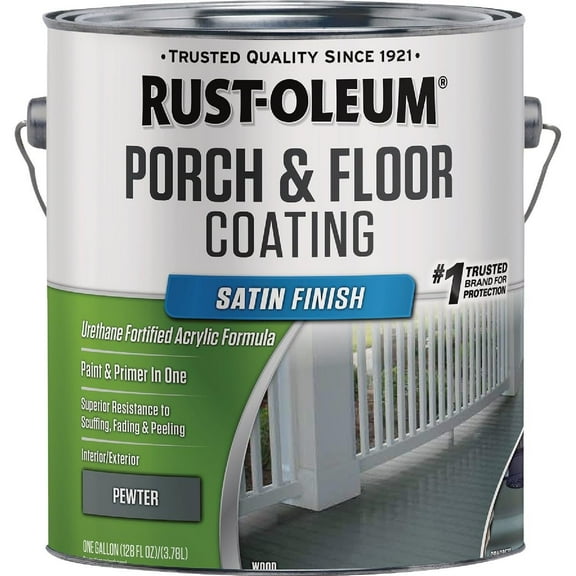 Rust-Oleum 320418 Porch &, Floor Coating, Satin, Pewter, 1-Gallon