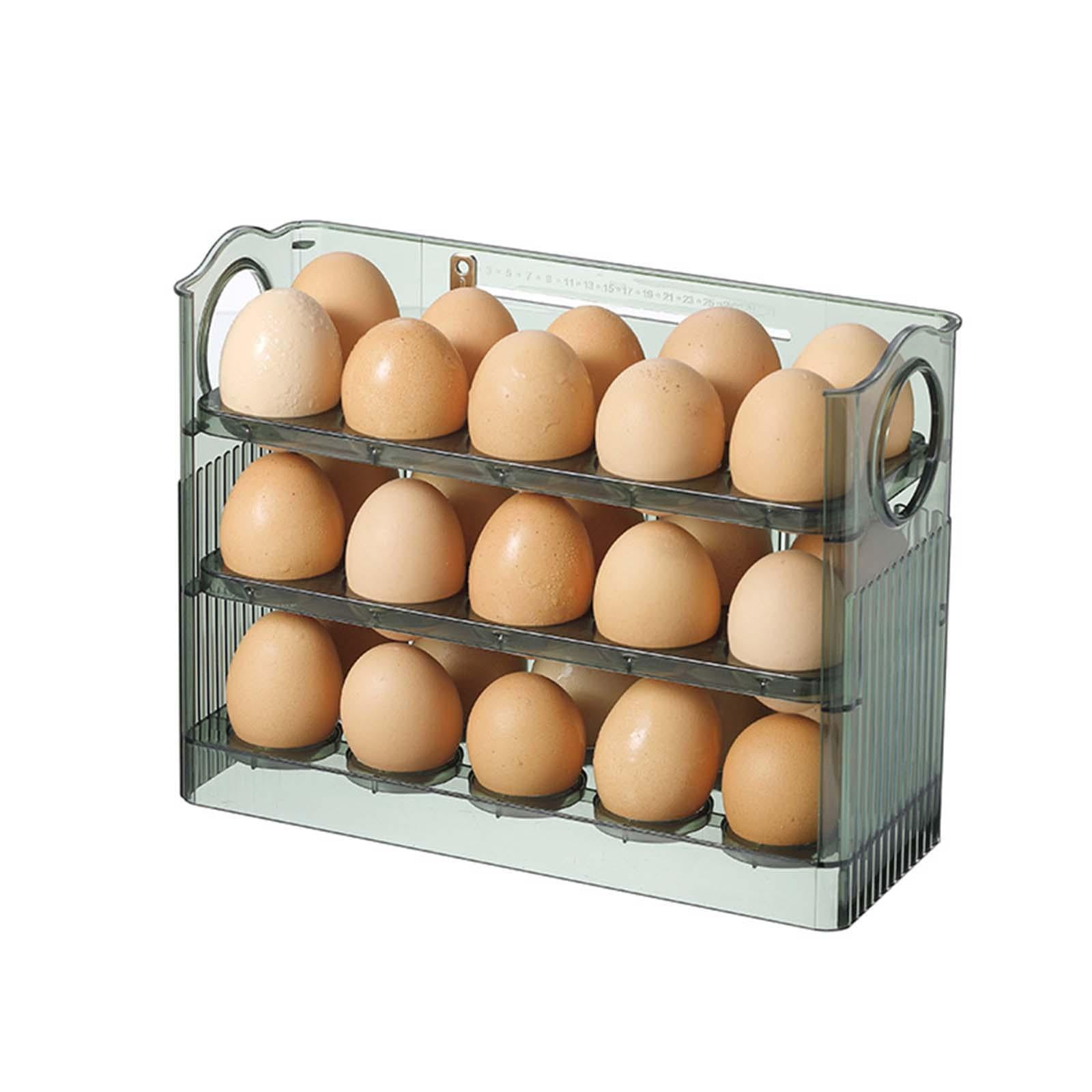 Fiocias egg Tray Egg Fresh Storage Box for Countertop Kitchen Fridge Table Green