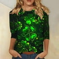 thumbnail image 2 of Levmjia Womens Tops Casual 3/4 Sleeve Round Neck St. Patrick's Day T Shirt Pullover Casual Loose Fit Soft Basic Tee Everyday Comfortable Vacation, 2 of 5