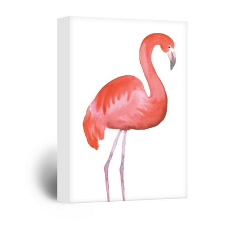 wall26 Canvas Wall Art - Watercolor Style Pink Flamingo - Giclee Print Gallery Wrap Modern Home Decor Ready to Hang - 12x18 inches