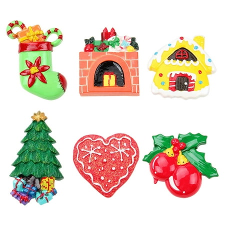 

6pcs Christmas Resin Fridge Magnets Creative Cartoon Refrigerator Magnetic Sticker Gift Home Decor Random Pattern