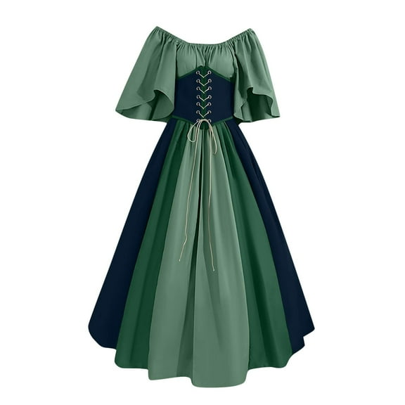 Abomasnow Plus Size Victorian Dress for Women with Corset, Flare Sleeve, Vintage Long Under Dress S-5XL