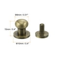 thumbnail image 2 of Unique Bargains 10 Set 8mm Solid Brass Round Head Stud Screw Rivets for DIY Leather Belt Wallet Handbag Decoration, Bronze Tone, 2 of 5