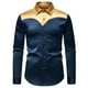 thumbnail image 2 of Blusa y camisa de manga larga con cuello vuelto para hombre, blusa informal de moda con botones y retazos, blusa de manga larga con cuello vuelto, blusa de poliéster para hombre, 2 of 8