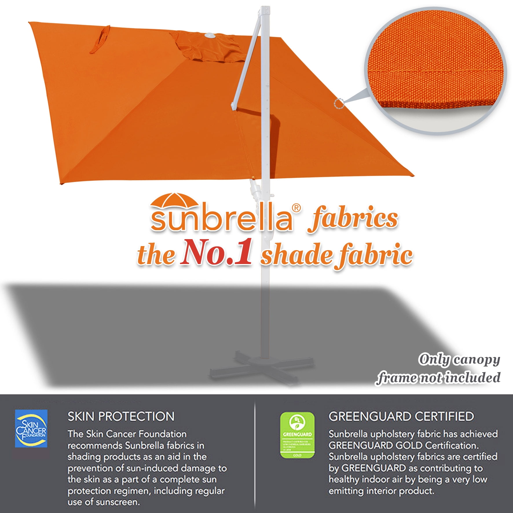 Sunny Outdoor Replacement Canopy Cover for 10x10ft 8 Ribs Rome Cantilever Patio Umbrella Parasol Top Sunbrella Cover