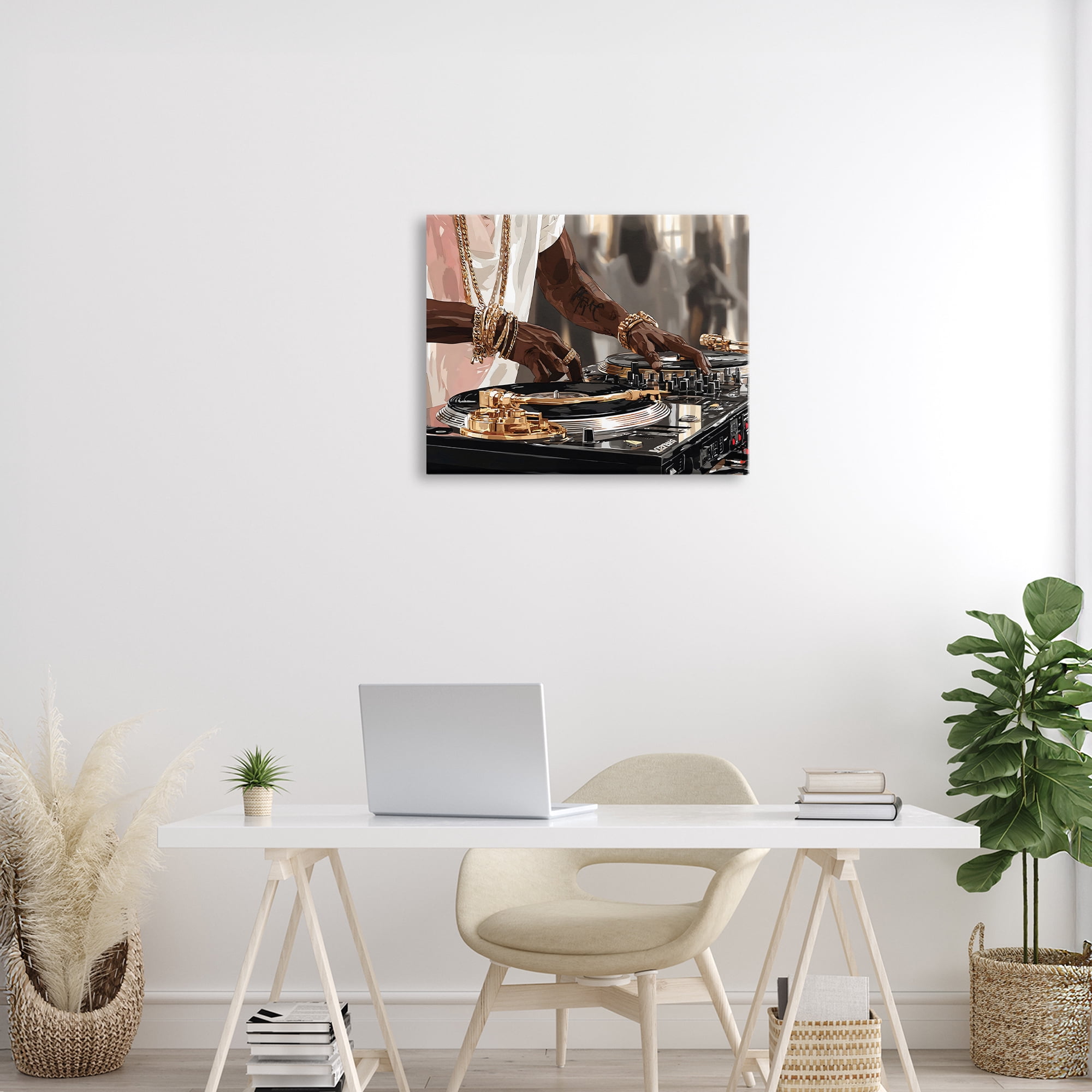 Stupell Industries Golden Sound DJ Turntables Canvas Wall Art, design by Franklyn Gregory