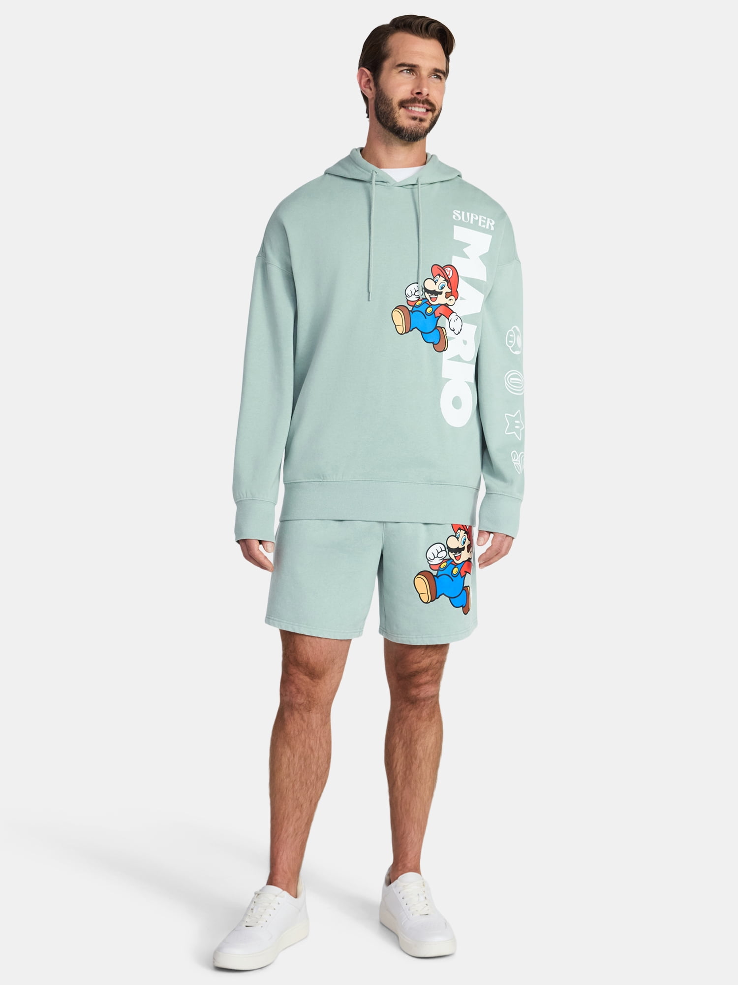 Super Mario Men's and Big Men's Graphic Fleece Jogger Shorts, Sizes XS-3XL