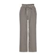 thumbnail image 4 of ShomPort Cotton Pants for Women Casual Striped Wide Leg Pants Drawstring High Waist Trouser with Pockets, 4 of 7
