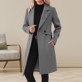 thumbnail image 2 of uublik Womens Trench Coat Gray Notch Lapel Single-Breasted Business Casual Peacoat Trendy Clothes, 2 of 6