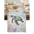 thumbnail image 5 of Marine Life Sea Turtles Table Runner 13x36in Non-Slip Cotton Linen Table Runners, Vintage Fish Corals Dresser Scarves TableRunner for Dinner Kitchen Dining Wedding Party, 5 of 9