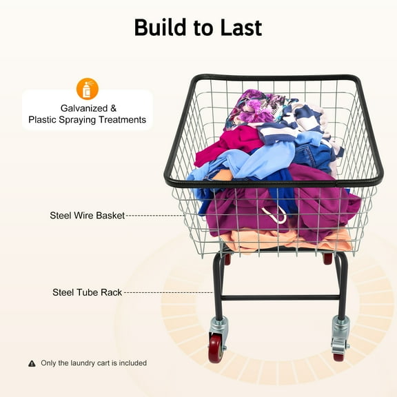 Steel Wire Laundry Cart Laundry Basket with 4 Wheels Commercial Laundry Basket Cart for Homes, Hotels