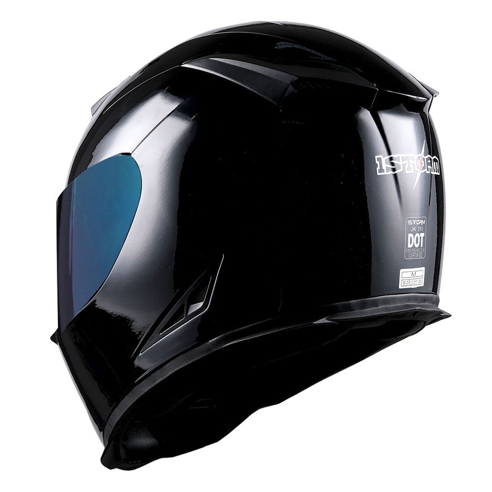 1Storm Motorcycle Full Face Helmet Street Bike Skull King HJK311 + One Extra Clear Shield; Glossy Black