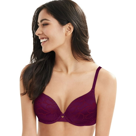 Hanes Womens Ultimate No Show Support Underwire Bra, 36D, Galactic Red w/Cherry