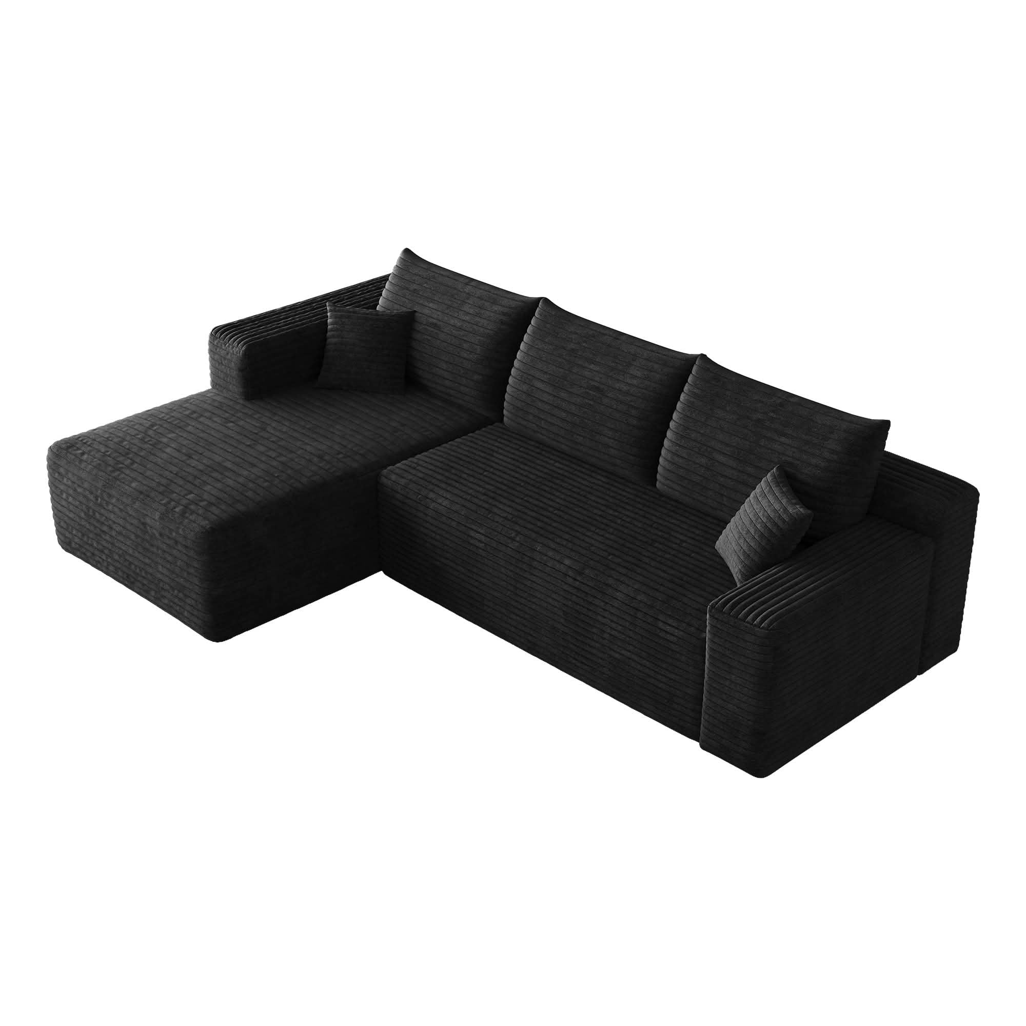 MAYEERTY 95 Inch L‑Shaped Cloud Sectional Sofa, Modern Minimalist Deep‑Seat Corner Couch, Plush Corduroy Upholstered Reversible Sofa, No‑Assembly Required for Living Room Bedroom Apartment