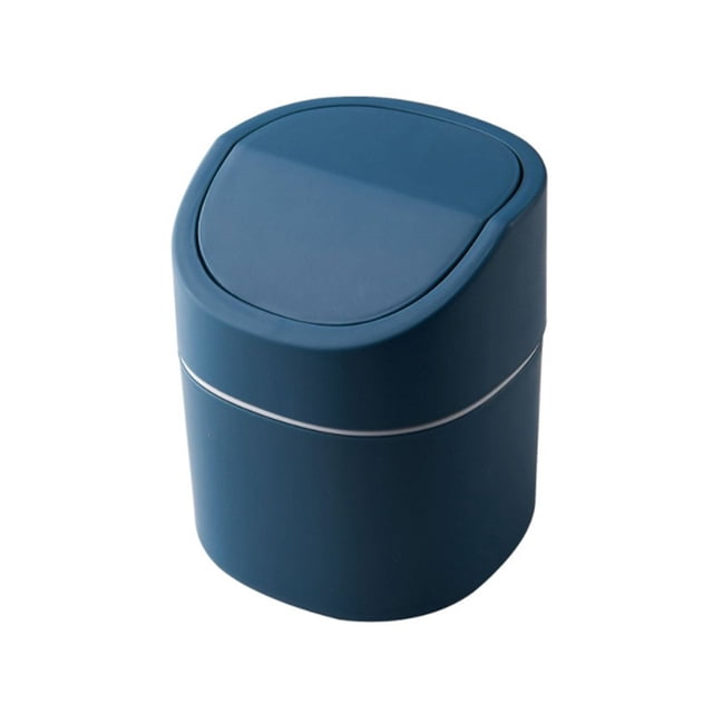 Bewildely Bote de basura liso con fácil operación - Clásico para escritorio Baño Dormitorio Cocina Basura moderna Almacenamiento y organización del hogar Concha Azul