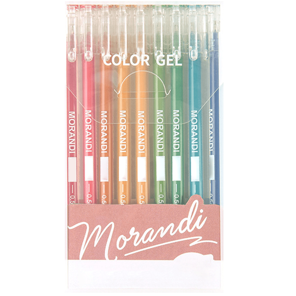 9PCS/Set Colored Metal Gel Pens Set High Capacity Color Ink 0.5 Mm