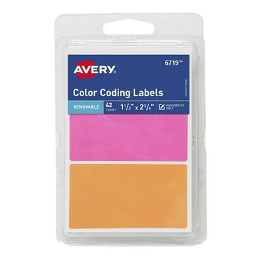 (4 Pack) Avery Color Coding Labels, 1-1/2" x 2-3/4", Paper, Removable, Neon Colors, Handwrite, 42 Labels
