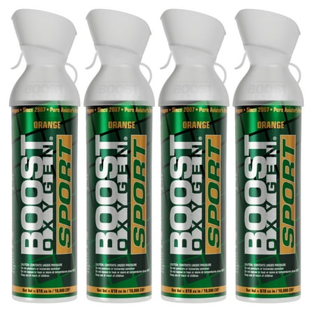 (4 pack) Boost Oxygen Portable Canned Oxygen, Orange Sport, 10L